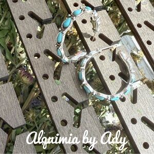Alquimia Blue and Silver Dangle Earrings with Intricate Design